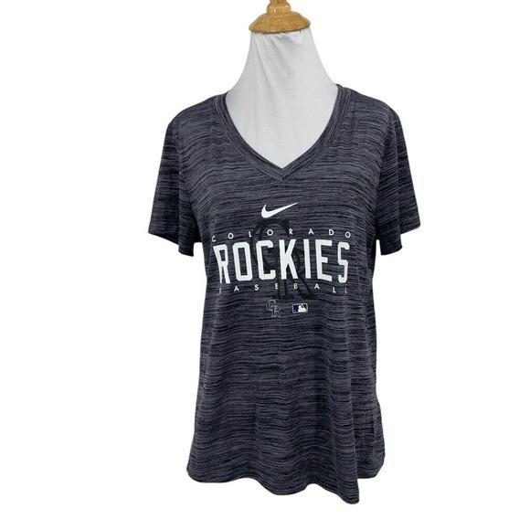 Nike T Shirt Womens M Medium Gray Colorado Rockies Dri Fit Baseball Short Sleeve - Picture 1 of 10